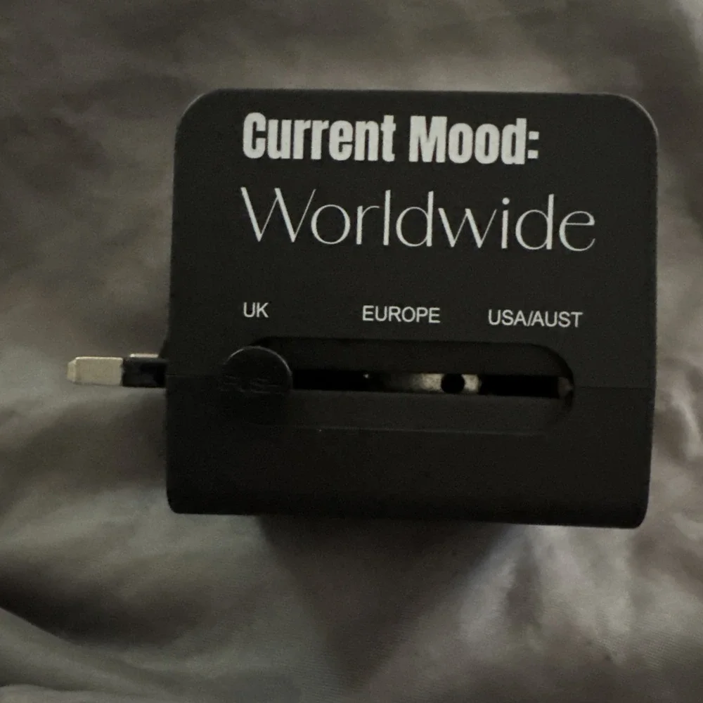Current Mood: Worldwide Travel Power Plug Adapter With Case EUC Europe/UK/US-AUS